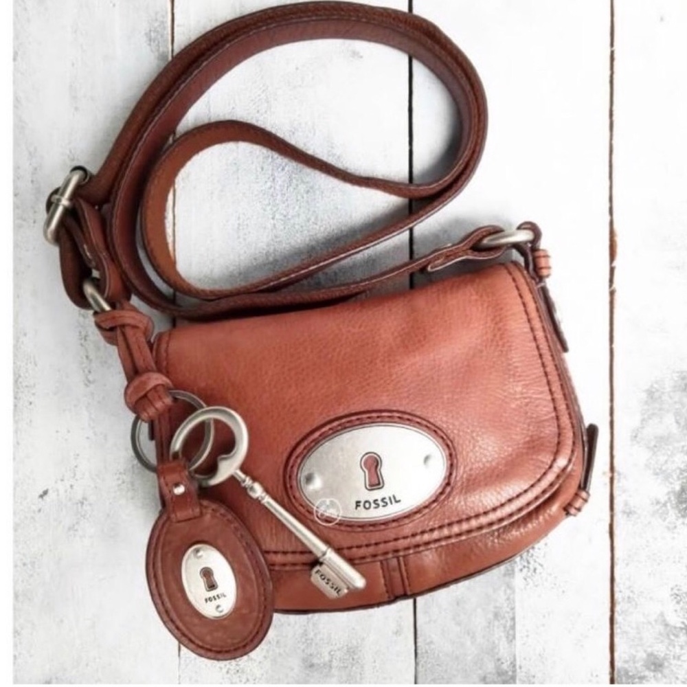 Fossil Maddox Small Flap Crossbody Purse Brown Leather